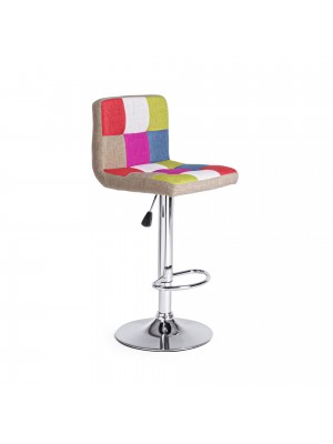 Sgabello Bar con schienale COLORADO girevole 360° regolabile in altezza (Tessuto Patchwork)