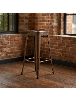 Vista ambientata Sgabello design industriale in metallo colore Bronzo modello Indutry Totò Piccinni