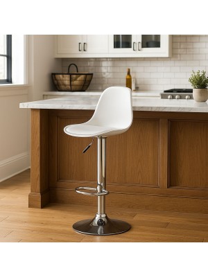 Vista ambientata Sgabello bar colore Bianco girevole regolabile in altezza modello Florida Totò Piccinni