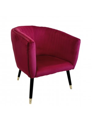 Poltroncina in Velluto colore Rosso con gambe in legno modello Sheyla Totò Piccinni