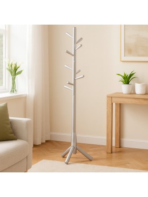 Vista ambientata Appendiabiti in legno colore Silver/Tortora con piantana modello Aurora Totò Piccinni