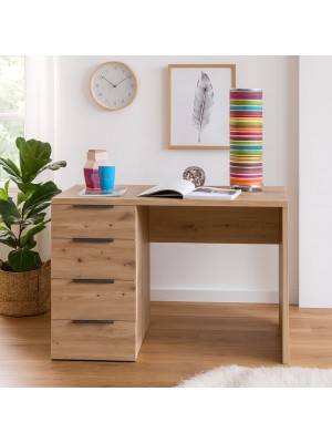 Vista ambientata Scrivania Ufficio in legno colore Bianco Lucido 4 Cassetti Totò Piccinni