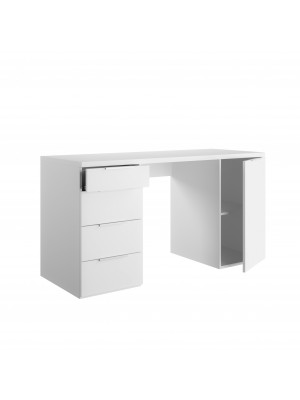 Scrivania da ufficio in legno colore Bianco Lucido 4 cassetti e 1 anta Totò Piccinni