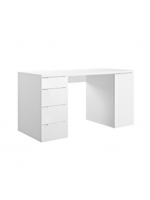 Scrivania da ufficio in legno colore "Bianco Matt. Opaco" 4 cassetti e 1 anta Totò Piccinni