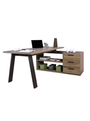 scrivania da ufficio noce brera/nero chalet vista diagonale 