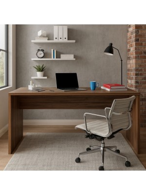 Vista ambientata Scrivania da ufficio in legno colore Noce Brera modello Bali Totò Piccinni