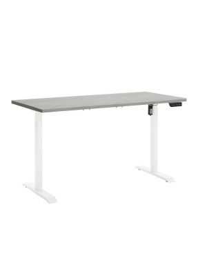 Scrivania regolabile in altezza elettricamente - PROGRESS (Piano Grigio Cemento, Gambe Bianco)