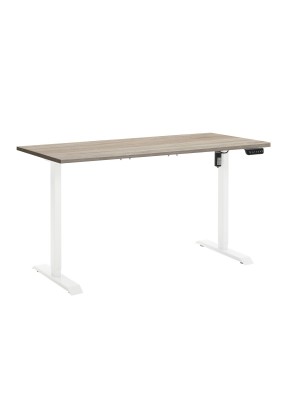 Scrivania regolabile in altezza elettricamente - PROGRESS (Piano Rovere Sonoma, Gambe Bianco)