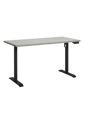 Scrivania regolabile in altezza elettricamente - PROGRESS (Piano Grigio Cemento, Gambe Nero)