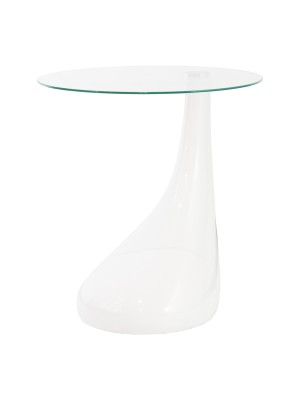 tavolino da salotto con piano in vetro temperato bianco