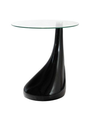 Tavolino da Salotto INFINITO piano in vetro temperato design Goccia (Nero)