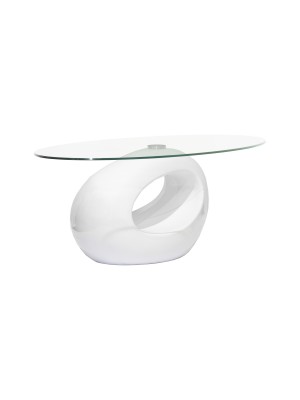 Tavolino da Salotto ORIZZONTE piano in vetro temperato design Moderno (Bianco)