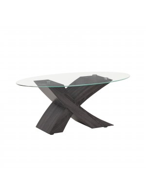 tavolino da salotto design moderno con piano in vetro temperato wengè