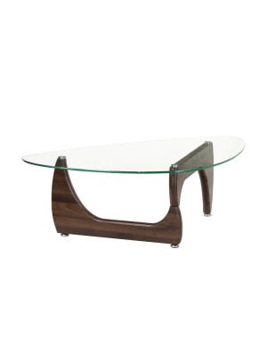 tavolino da salotto con piano in vetro temperato legno vintage