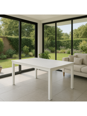 Vista ambientata Tavolo Allungabile in Alluminio colore Bianco 160/240 modello Linosa Totò Piccinni