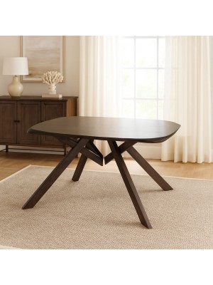 Vista ambientata Tavolo moderno in legno pregiato colore Noce Scuro modello Lipari Totò Piccinni