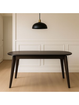 Vista ambientata Tavolo in Legno massello allungabile noce scuro 145/180 x 75  modello Nevea Totò Piccinni