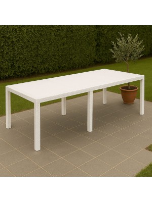 Vista ambientata Tavolo per esterno in Polipropilene colore Bianco modello Queen Totò Piccinni