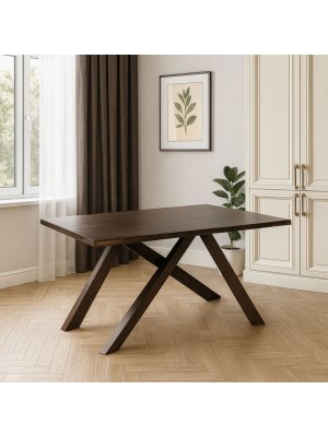 Vista ambientata Tavolo moderno in legno pregiato colore Noce Scuro modello Etna Totò Piccinni