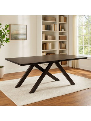 Vista ambientata Tavolo moderno in legno pregiato colore Noce Scuro modello Etna Totò Piccinni