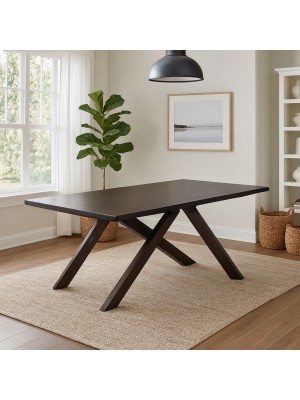 Tavolo moderno ETNA in pregiato legno massello noce scuro