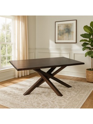 Vista ambientata Tavolo moderno in legno colore Noce Scuro modello Panarea Totò Piccinni