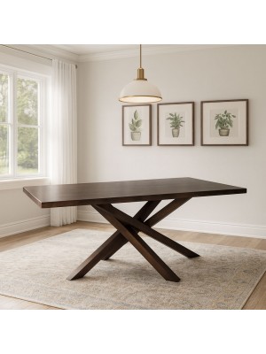 Vista ambientata Tavolo moderno in legno colore Noce Scuro modello Panarea Totò Piccinni