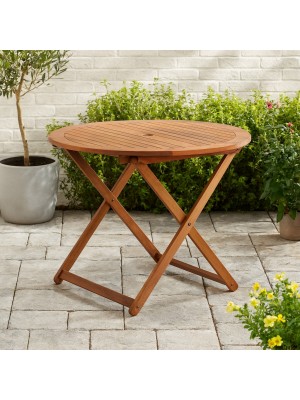 Vista ambientata Tavolo Pieghevole in legno di Eucalipto da giardino modello Kent Totò Piccinni