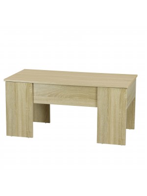 Tavolino da salotto COFFEE in legno piano elevabile design moderno (Rovere)