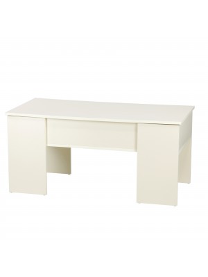 Tavolino da salotto COFFEE in legno piano elevabile design moderno (Bianco Caldo)