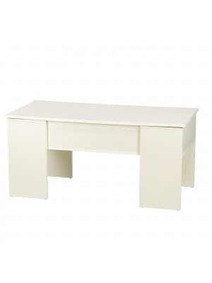 Tavolino moderno da salotto con piano elevabile in legno colore Bianco Caldo modello Coffee Totò Piccinni
