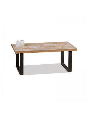 Tavolino con Struttura in ferro e piano decorato in legno effetto industrial vintage (110 X 60 X 44,5h)