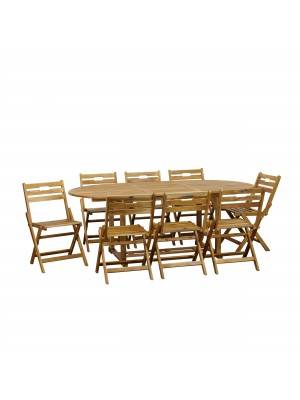 Set tavolo allungabile 150/200x100x74 in legno d' ACACIA da giardino più 8 Sedie B