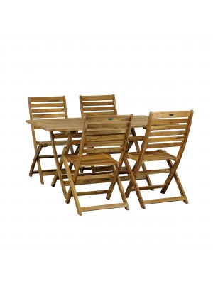 Set tavolo pieghevole 140x80x71,5 in legno d' ACACIA da giardino più 4 Sedie A