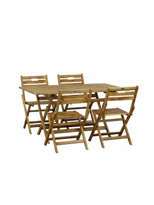 Set tavolo pieghevole 140x80x71,5 in legno d' ACACIA da giardino più 4 Sedie B