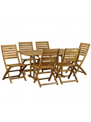 Set tavolo rettangolare 150x90x71,5 in legno d' ACACIA da giardino più 6 Sedie A