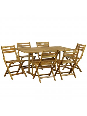 Set tavolo rettangolare 150x90x71,5 in legno d' ACACIA da giardino più 6 Sedie B