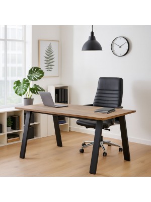 Vista ambientata Scrivania da ufficio in legno colore Noce Brera modello Bali Totò Piccinni