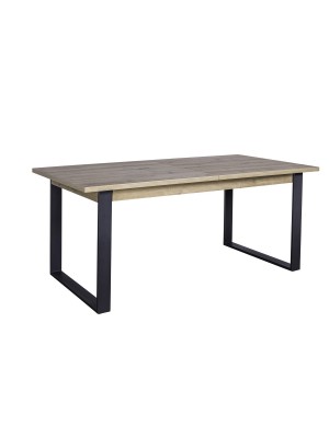 tavolo allungabile in legno rovere miele con gambe nere modello Kroma Totò Piccinni