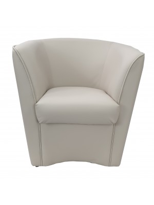 vista frontale Poltrona Poltroncina a POZZETTO Ecopelle, artigianale Made in Italy Tortora Chiaro Totò Piccinni