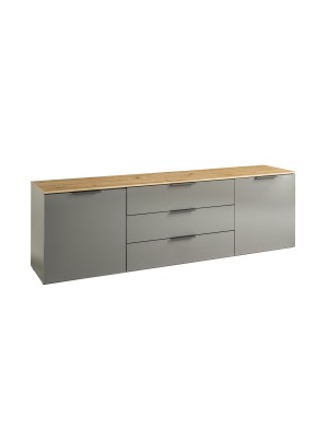 porta tv grigio laccato/rovere miele vista diagonale