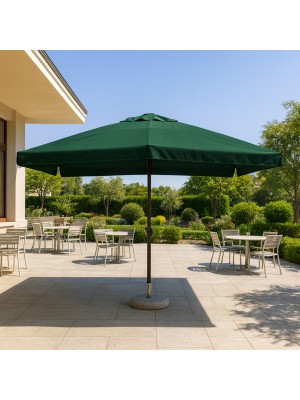 Vista ambientata Ombrellone da giardino palo centrale con struttura in acciaio 3x4 colore Verde modello Cuba Totò Piccinni