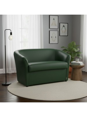 vista ambientata divano a pozzetto 2 posti ecopelle verde scuro Totò Piccinni