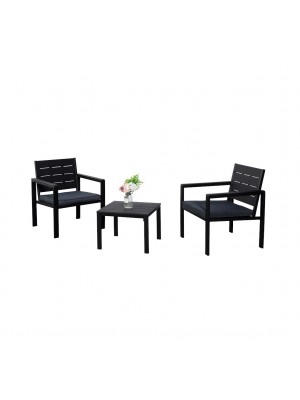 Set da giardino in metallo colore Nero 2 poltrone e tavolino modello Haiti Totò Piccinni
