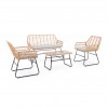 set salottino da giardino struttura in metallo con seduta in fibra sintetica naturale