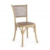 sedia in legno da salotto con seduta e schienale in rattan
