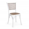 sedia da cucina in legno con seduta e schienale in rattan
