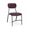 sedia imbottita in similpelle con struttura in metallo nera colore bordeaux vintage