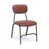 sedia imbottita in similpelle con struttura in metallo nera colore arancione scuro vintage