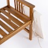 set salottino da esterno in legno di acacia con cuscini ecru dettaglio poltrona con cuscino odello Noemi Totò Piccinni